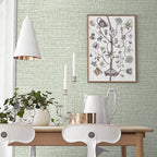 Green Grasscloth Peel and Stick Wallpaper 17.3"x300" Faux Linen Textured - Image 4