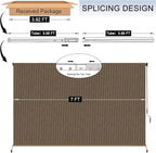 7'W x 8'H Mocha Patio Shades Roll up Outdoor Roller Shade Crank Wand Blind - Image 3