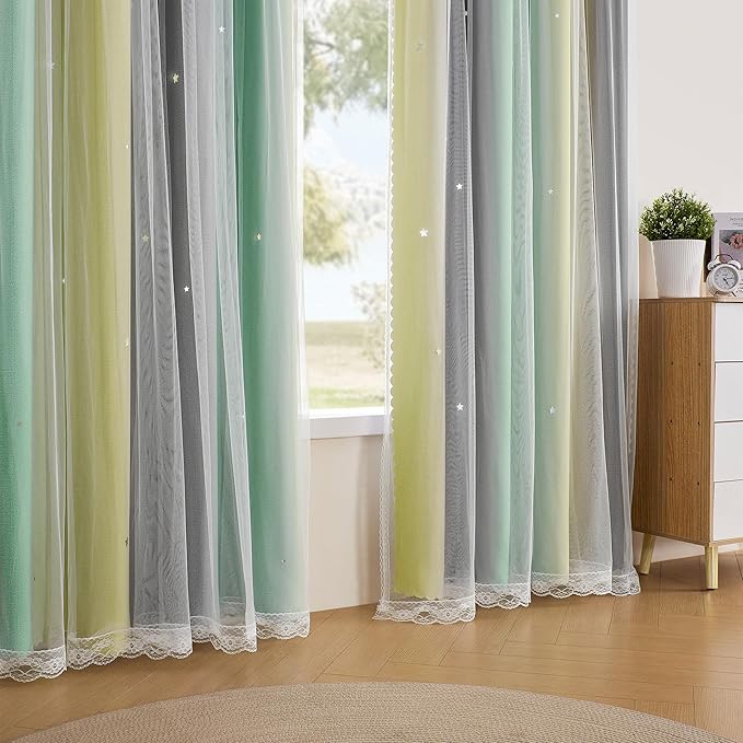 XiDi Yellow & Rainbow Curtains for Kids & Girls Room - Image 3