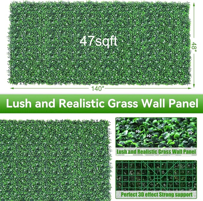 EverNture 48"x140" Grass Wall Panels, Artificial Grass Backdrop, Fake Greenery - Image 2