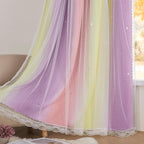 XiDi Pink Curtains for Bedroom Decor Blackout Curtains for Girl Room Rainbow - Image 4