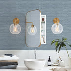 Simon&Siff Grey Blue Textured Grasscloth Peel and Stick Wallpaper 17.7"x394" - Image 4