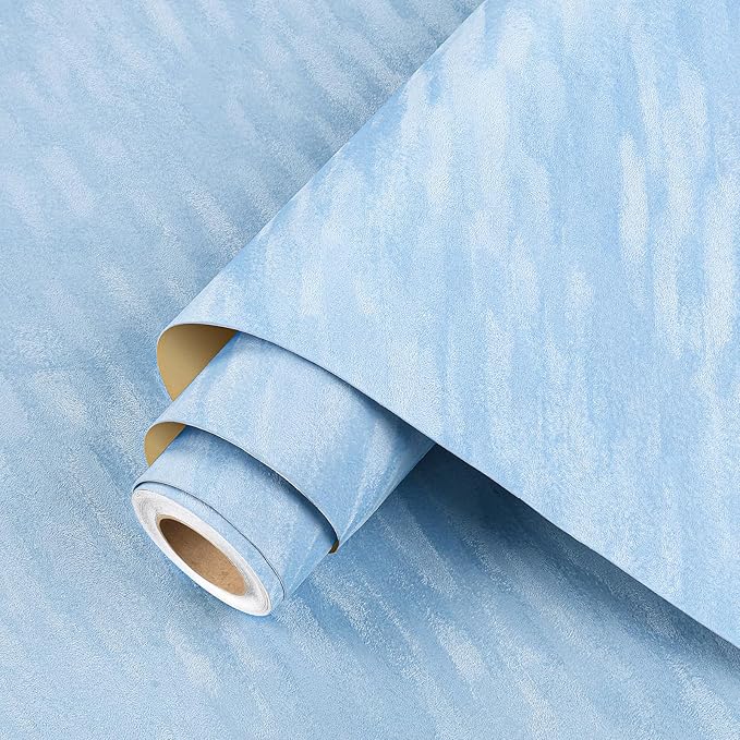 ReWallpaper 30in x 16.5ft Blue Textured Wallpaper Stick and Peel Crushed Velvet - Image 2