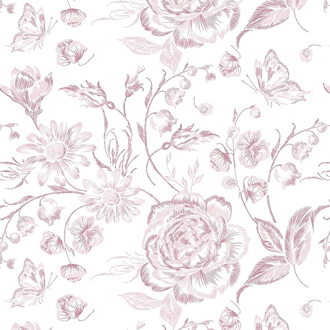 Yasinet Floral Peel and Stick Wallpaper Pink Floral Wallpaper Boho Pink Contact - Image 6