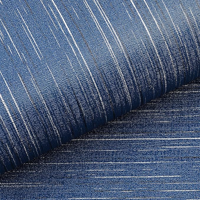Livelynine Blue Grasscloth Peel and Stick Wallpaper Textured Prepasted Navy - Image 5