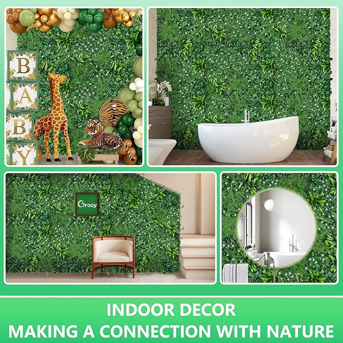 Grooy Grass Wall, Artificial Boxwood Panels 20"x20", Privacy Hedge Fence Screen - Image 5