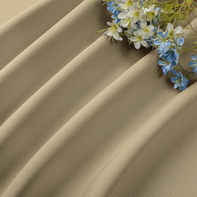 CUCRAF Beige Blackout Curtains 54 inch Length 2 Panels Set, Rod Pocket Room - Image 7