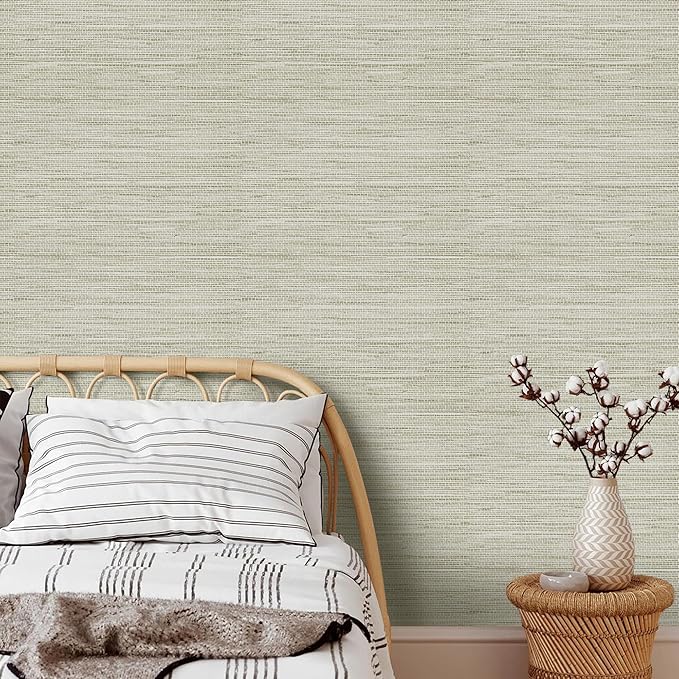 Rugreat Textured Grasscloth Wallpaper Peel and Stick 240inL 17.3inW Beige - Image 7