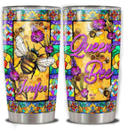 WAZONE Personalized Queen Bee Tumbler Customize Name Insulated Cup Stainless Steel Colorful Style Travel Coffee Mug With Lid 20oz 30oz Christmas Birthday Gifts For Animal Lovers Women Girls