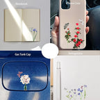 6 Sheets Natural Transparent Flower Stickers and 40 Pcs Realistic Butterfly Stickers for Stanley Cup Decoration,Cute Waterproof Flower Butterfly Decal Stickers for Tumbler DIY Iris