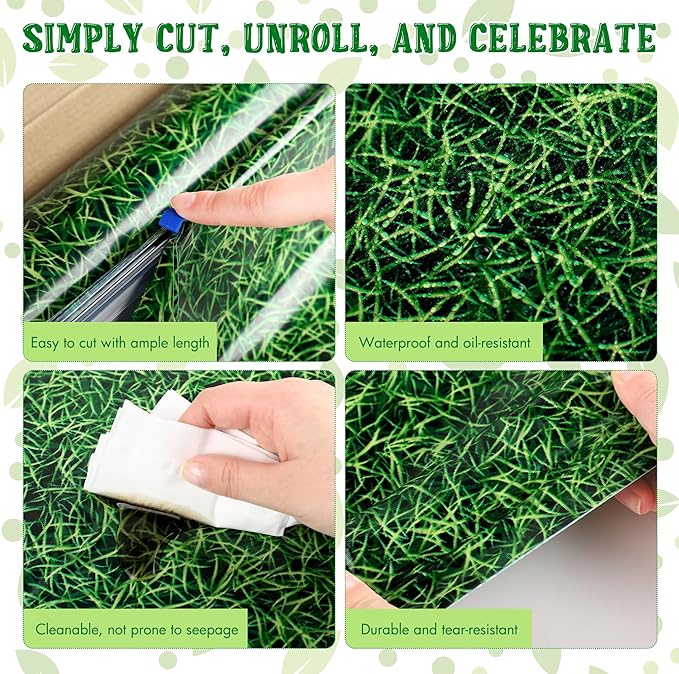 Kochorie 54 Inch x 100 Ft Grass Plastic Table Cloth Roll Disposable Waterproof - Image 3