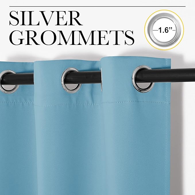 NICETOWN Teal Blue Blackout Curtains 78 inches Length - Image 2
