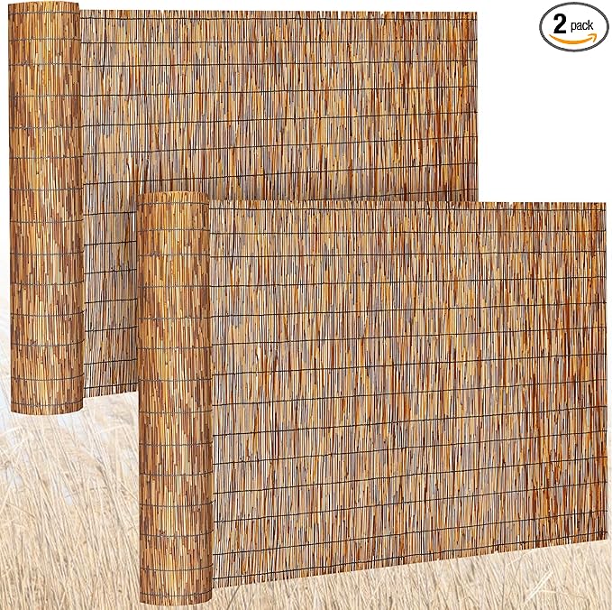 Barydat 2 Pcs 4 x 16.4 ft Reed Fence Roll, 85% Shade Bamboo Privacy Screen by home