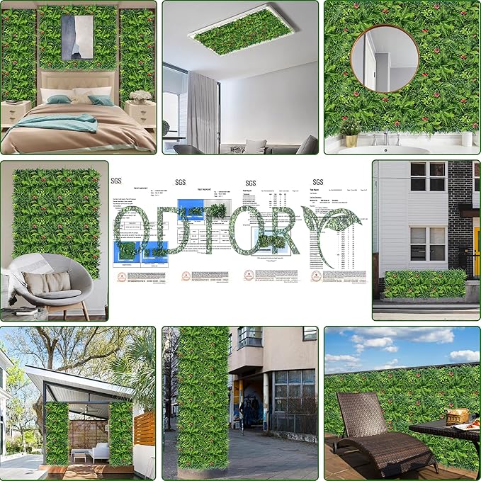 ODTORY Artificial Grass Wall Backdrop Panels: 20X20 in 12P UV-Anti Greenery - Image 6