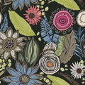 Dark Green Wallpaper Peel and Stick, Boho Vintage Floral Contact Paper by Laatse