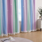 XiDi Curtains for Bedroom Decor, Rainbow Green PurpleBlue34/45/1 - Image 4