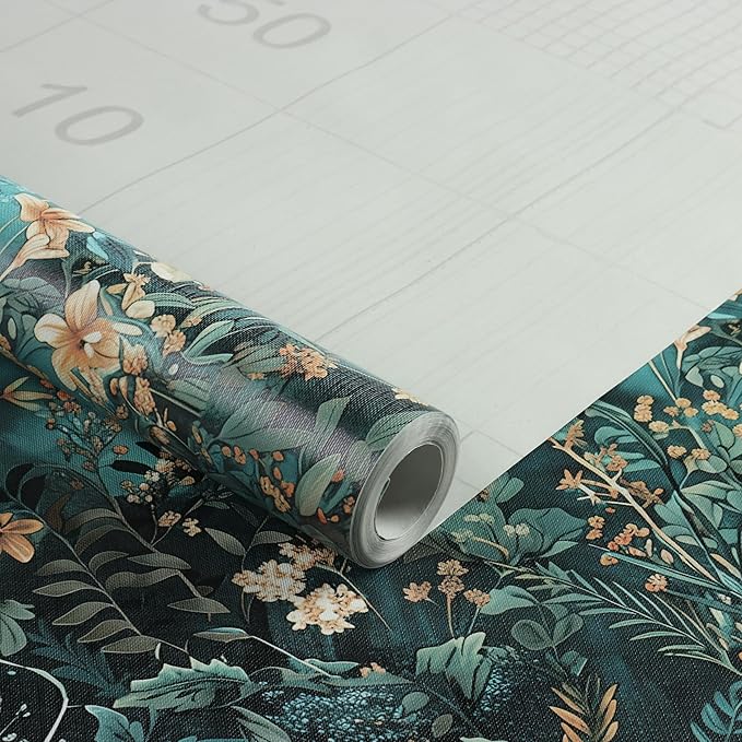 Floral Peel and Stick Wallpaper Green Flower Contact Paper 17.3inch x 118.1inch - Image 6