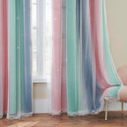 XiDi Pink Grey Girls Curtains for Bedroom, Childs Room Wall Decor Curtain - Image 7