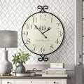 24 Inch Large Farmhouse Wall Clock, Wrought Iron Frame by JUMBOHUMBLE