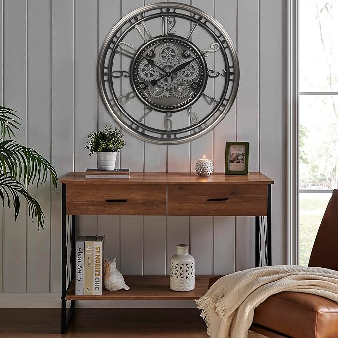 CLXEAST 28 Inch Large Industrial Moving Gear Wall Clock - Image 5