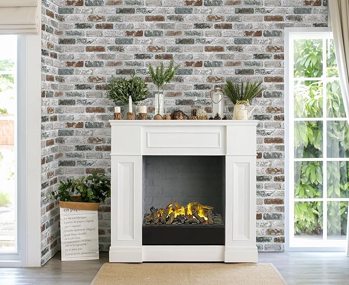 Guvana 17.3"×787" Brick Peel and Stick Wallpaper Red/Blue/Grey Brick Contact - Image 6