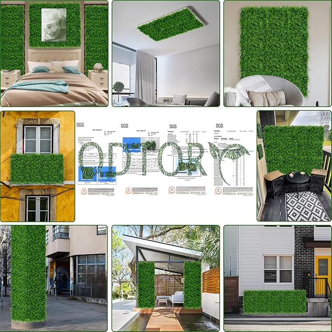ODTORY Artificial Plants Hedge Wall Panels：20x20 Inch 16P UV-Anti Greenery - Image 6