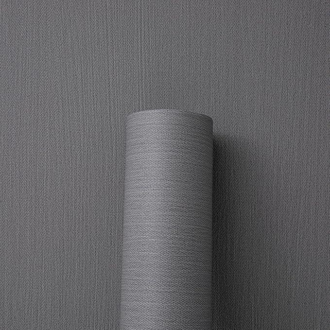 Haimin Fabric Wallpaper Textured Contact Paper Grey Peel and Stick Faux Linen - Image 7