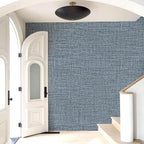 Amiya Grasscloth Wallpaper 17.3"x80" Blue Peel and Stick Faux Fabric Linen - Image 9