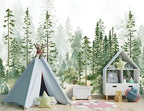 Boys or Girls Cartoon Pine Tree Forest wallpeper Nursery Kids Bedroom wall Mural - Image 3
