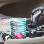 Topadorn Ceramic Travel Coffee Cup with Lid Ceramic Mug with Gift Box, Unique Coffee Mug for Latte & Hot Chocolate, Holiday Office Gift Her Him, Flamingo