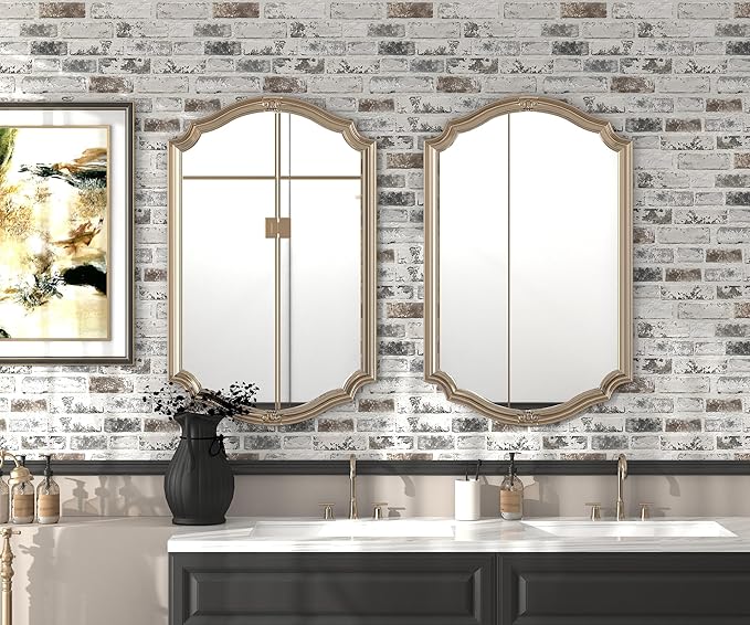 Brick Wallpaper Peel and Stick Wallpaper 17.3"x197" Grey and White 3D Brick - Image 5