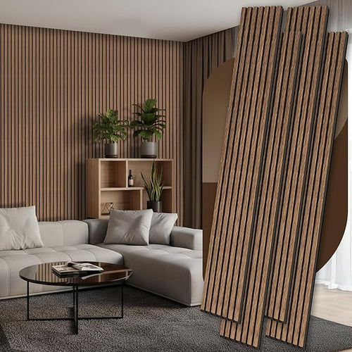 4 Pack Wood Panels for Wall, 106.3" × 11" Wood Slat Acoustic Panels for Wall by Ritollo