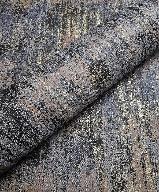 Black Gold Textured Wallpaper Distressed Industrial Metallic Peel and Stick by Kamildecor