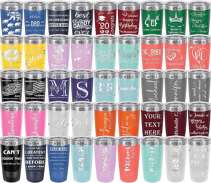 20 oz Personalized Coffee Tumbler for Women, Custom Coffee Travel Mug, Christmas Gift, Mother’s Day Gift, Small Tumbler with Lid, Keep Drinks Cold and Hot, Engraved Name by iProductsUS (Red)