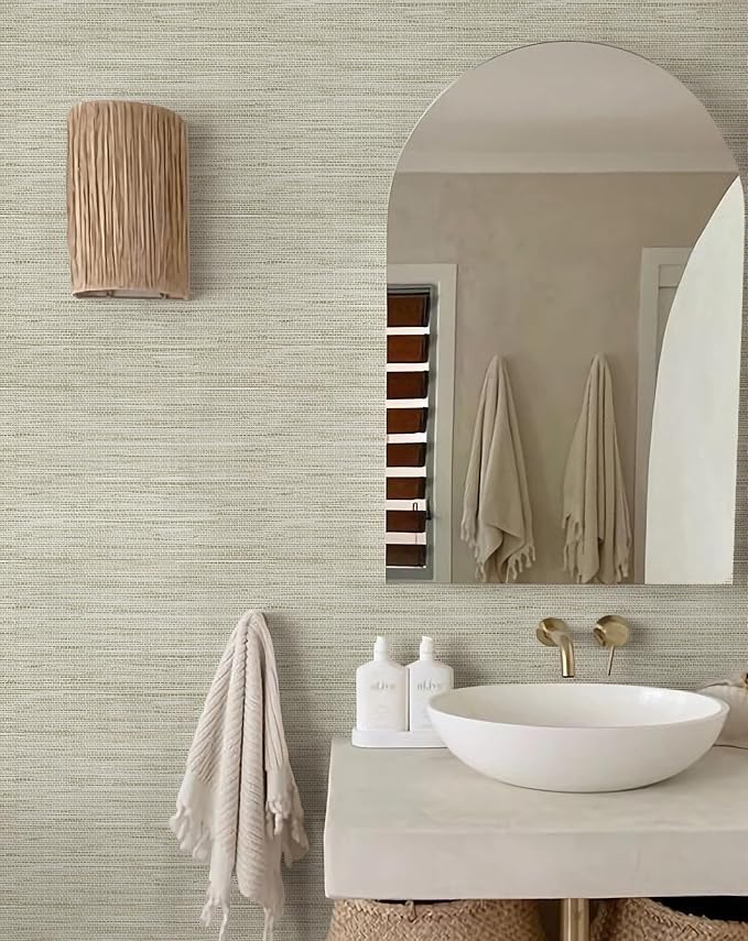Rugreat Textured Grasscloth Wallpaper Peel and Stick 472inL 17.3inW Beige - Image 8