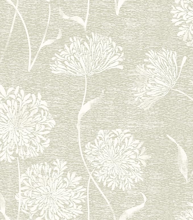 Safiyya Peel and Stick Wallpaper Floral Contact Paper Beige Grasscloth Wall by SAFIYYA