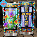WAZONE Personalized Christian Faith Tumbler Be Still And Know That I Am God Dandelion Stainless Steel Insulated Cup 20oz 30oz Gifts For Women Taraxacum Flower Print Travel Mug