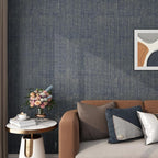 FunStick 24"x200" Dark Blue and Gold Grasscloth Peel and Stick Wallpaper - Image 3