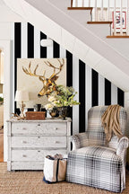 Guvana 472.4"x17.7" Striped Peel and Stick Wallpaper Black and White - Image 3