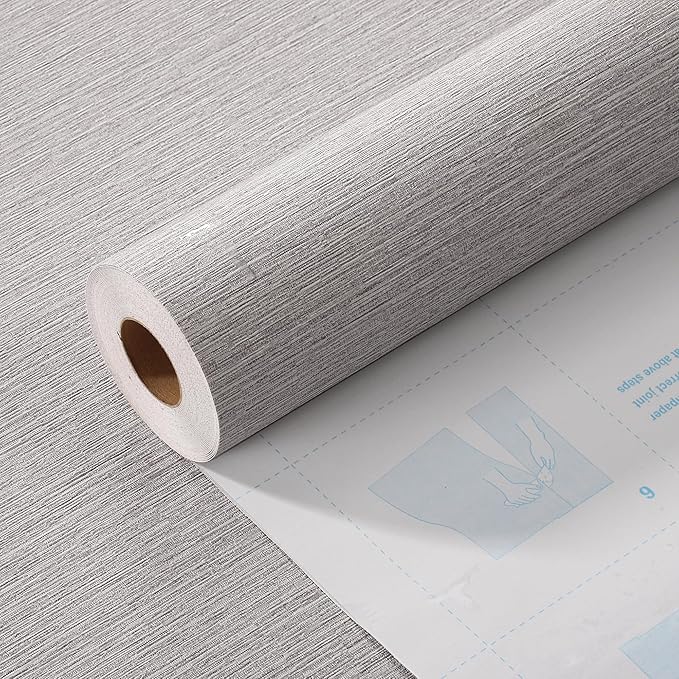 Haimin Grasscloth Wallpaper Peel and Stick 20.9in X 393in Fabric Contact Paper by HaiminHomeDecorWallpaper