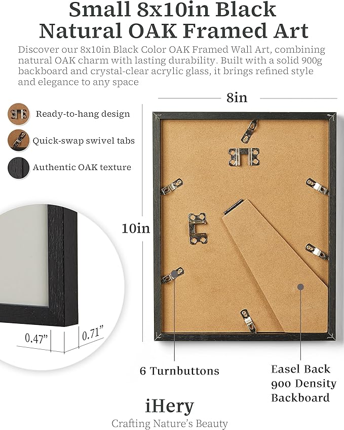 iHery Small Premium Natural Black OAK Wood 8x10in Everything You Can Imagine Is - Image 3