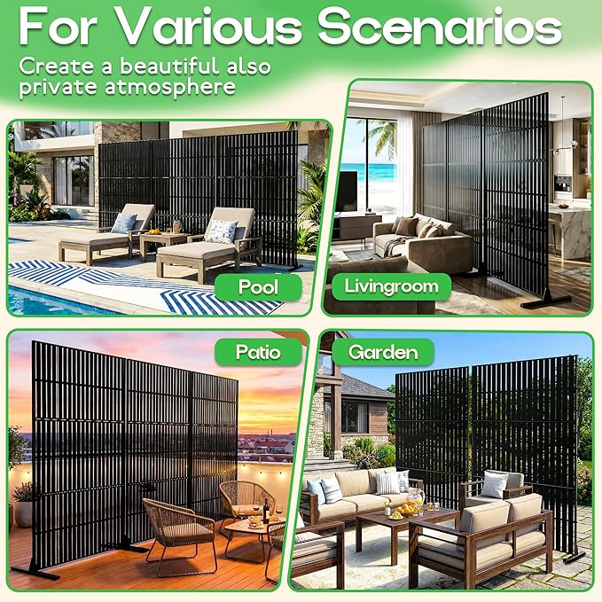 MTART Metal Privacy Screen 72" H x 47.2" Decorative Outdoor Privacy Screen - Image 7