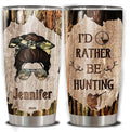WAZONE Personalized I'd Rather Be Hunting Tumbler Customized Name 20oz 30oz Stainless Steel Travel Mug Insulated Cup with Lid Gift Unique Birthday Christmas for Women Her Deer Hunter Woman
