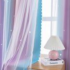 XiDi Curtains for Bedroom Decor, Rainbow Pink Purple/42/63 - Image 4