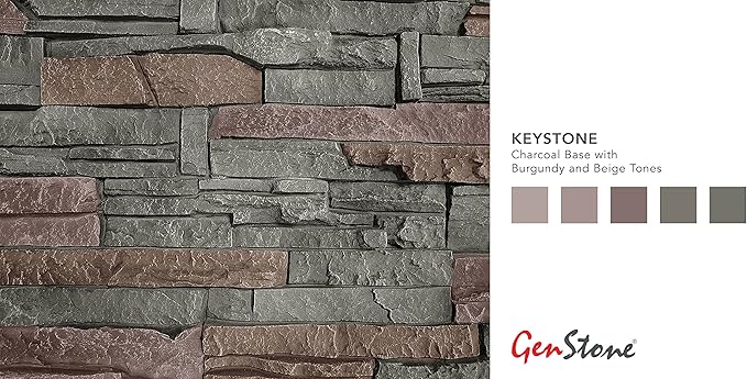 GenStone Faux Stacked Stone Panel 41" x 11.25" in Keystone Color - Image 2