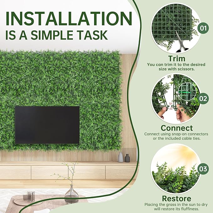 Artificial Green Wall Panels: 48"x120" Boxwood Hedge Green Wall Decor Backdrop - Image 5