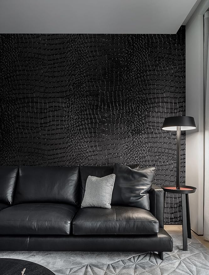 Peel and Stick Wallpaper Black Crocodile Wall Paper Modern Textured - Image 7