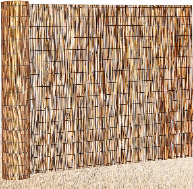 Barydat 1 Pcs 6 x 10 ft Reed Fence Roll, 85% Shade Bamboo Privacy Screen by home