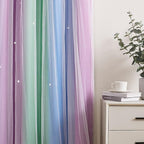 XiDi Curtains for Bedroom Decor, Rainbow Green PurpleBlue34/54/1 - Image 3