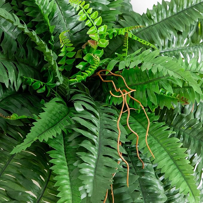 Nearly Natural 40-in Artificial Boston Fern, Large Hanging Fake Plant Wall Decor - Image 2